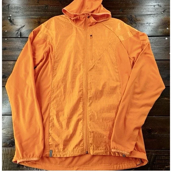 Adidas Own The Run‎ Jacket Men's Size Large Orange Lightweight Full Zip Hooded - Picture 3 of 12